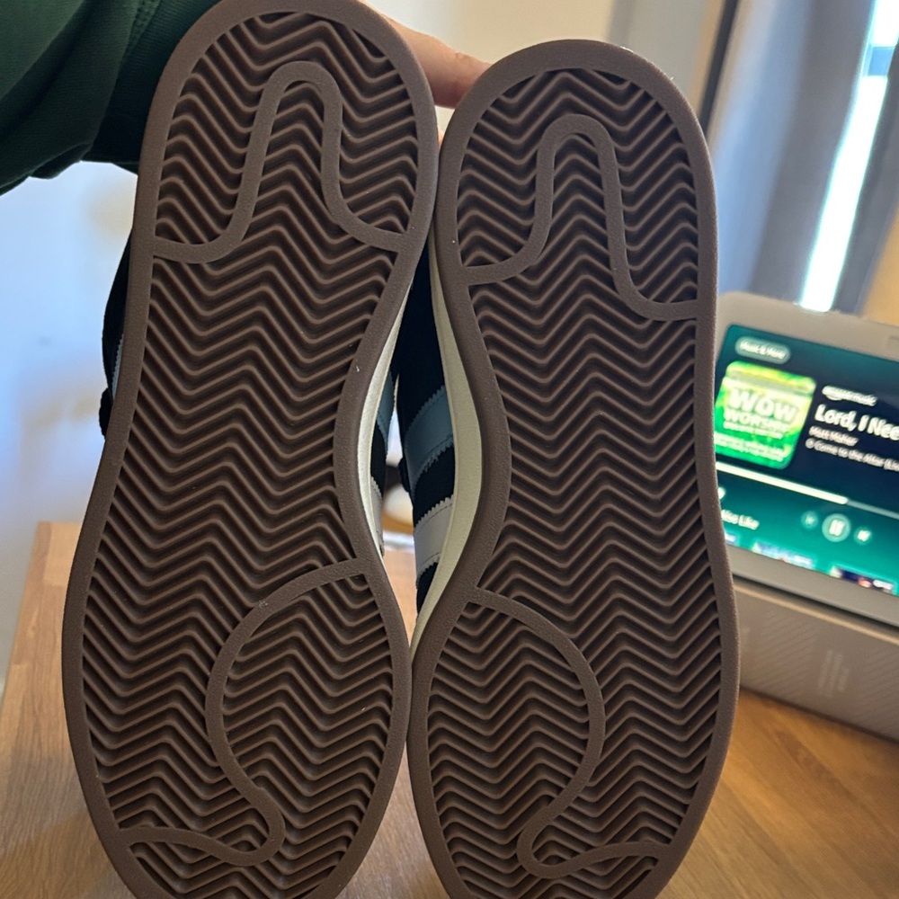 Adidas Campus Black Sneakers with White and Light Blue Stripes - Picture 6 of 7